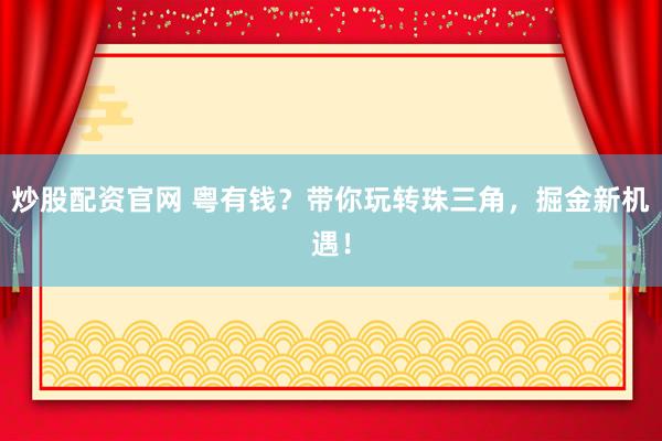 炒股配资官网 粤有钱？带你玩转珠三角，掘金新机遇！