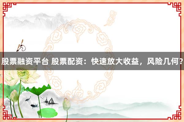 股票融资平台 股票配资：快速放大收益，风险几何？